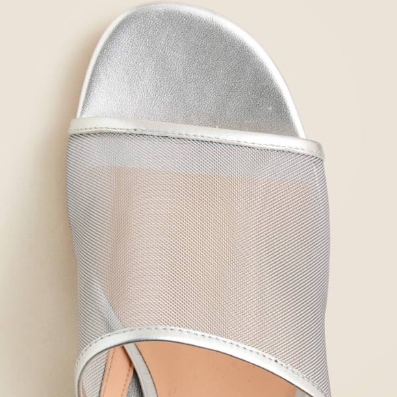 J. CREW Sandal NIB Silver Mesh Mid Heel  (9) - Picture 2 of 4
